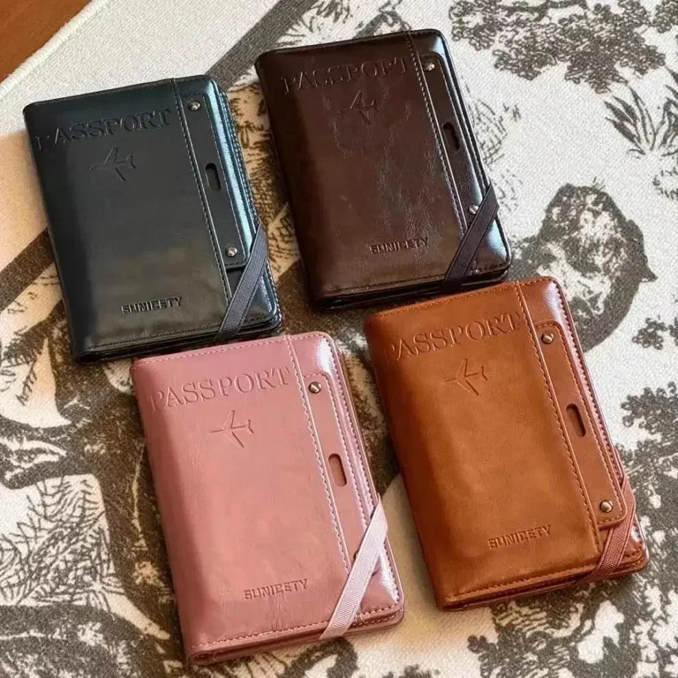 Elegant Passport Wallet for Daily and Travel - Stylish Document Case with RFID Blocking, Luxury Card Storage passport wallet